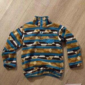 Patagonia Synchilla Quarter Button Fleece Pullover - Teal, Mustard & Brown